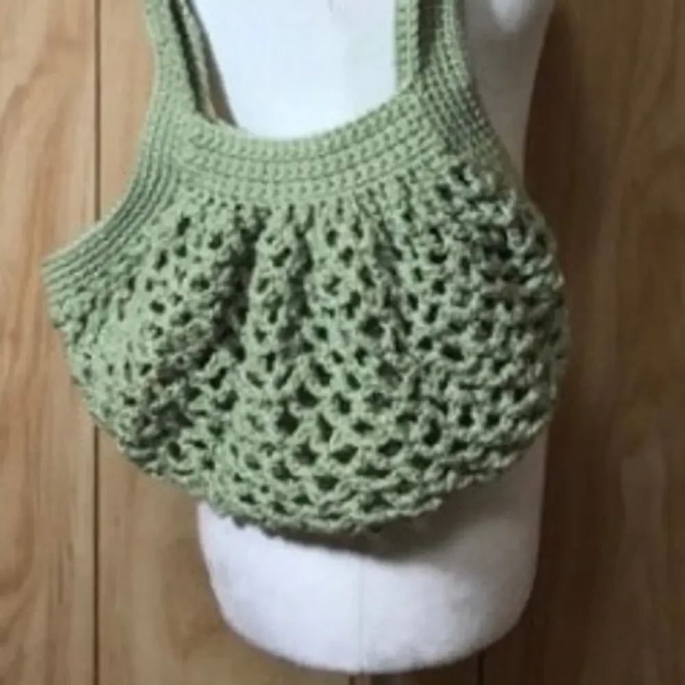 NWT Green Handmade Crocheted Market Mesh Bag by Dawny M